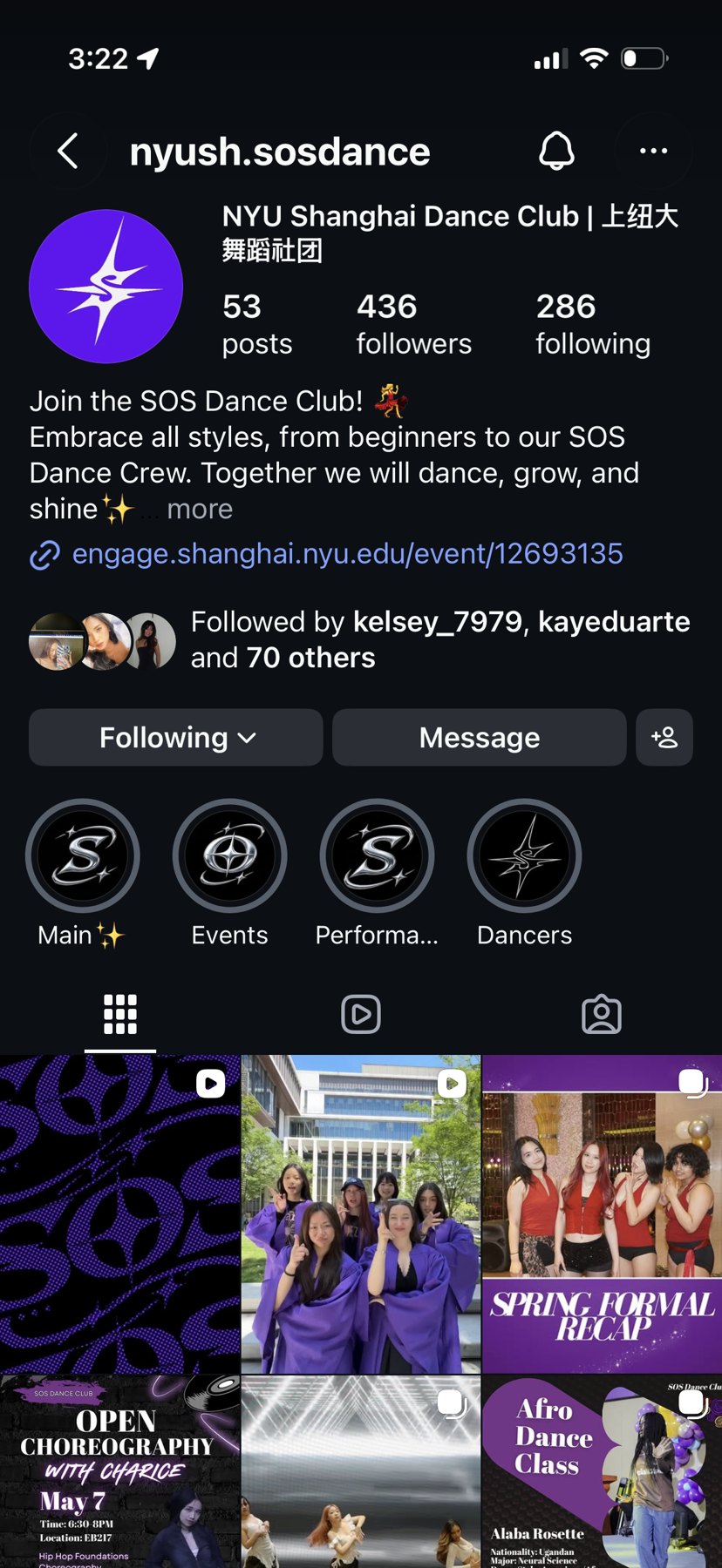 SOS Instagram channel